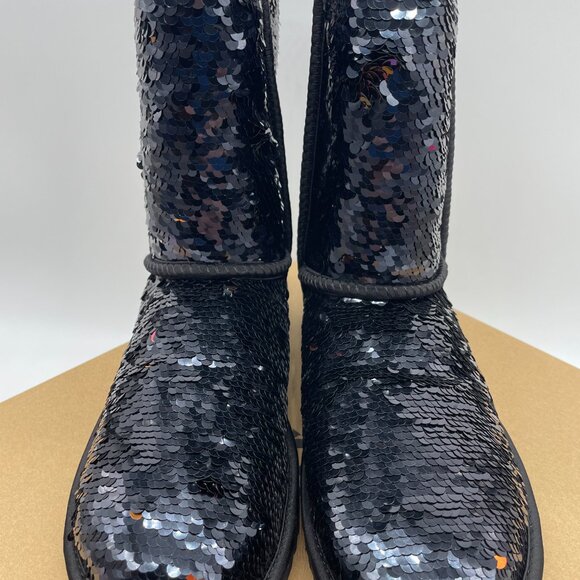 UGG Size 9 (40) Womens Classic Short Stellar Sequin Black Boots New in Box - Picture 2 of 16